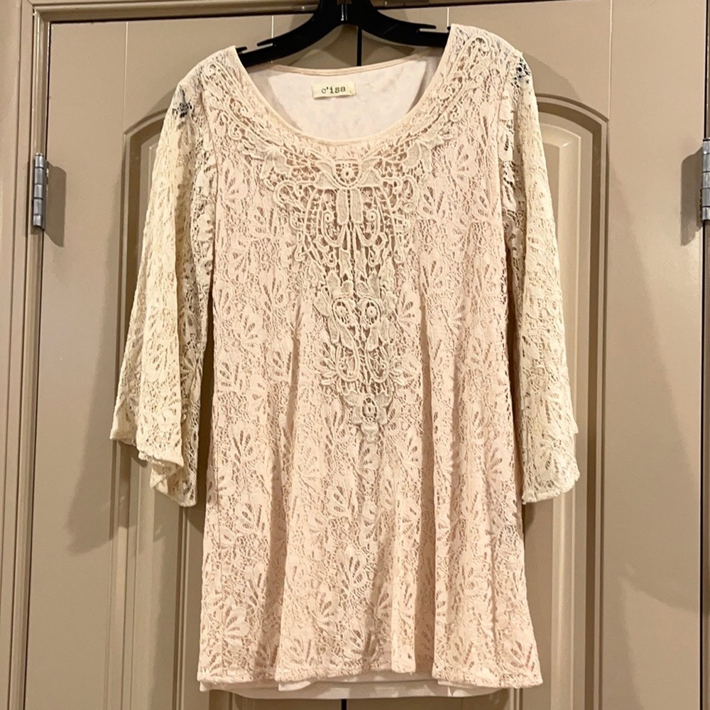 C'isa Cream Lace Dress Large
